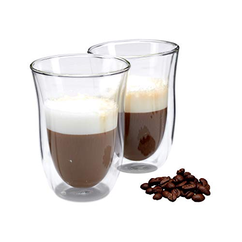 Relaxdays Standard Thermogläser Set, 2 Gläser, Gastro, ideal für Cappuccino, Gläserset, doppelwandig, spülmaschinenfest, 250 ml, transparent von Relaxdays