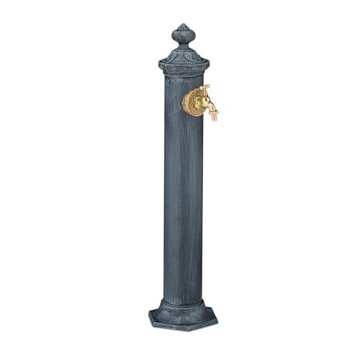 Relaxdays Standbrunnen Antik, mit Wasserhahn, HBT: 84x21,5x25 cm, Wasserzapfsäule Garten, Terrasse, Zierbrunnen, grau Relaxdays Standbrunnen Antik, mit Wasserhahn, HBT: 84x21,5x25 cm, Wasserzapfsäule Garten, Terrasse, Zierbrunnen, grau von Relaxdays