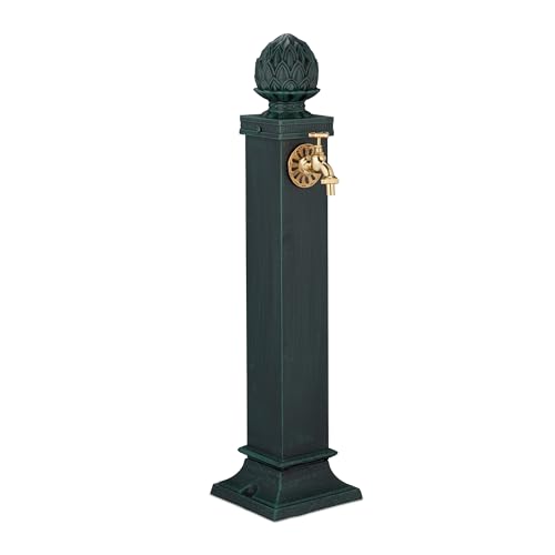 Relaxdays Standbrunnen antik, mit Wasserhahn, HxBxT: 80 x 18,5 x 22 cm, Wasserzapfsäule Garten, Bodenbefestigung, grün Relaxdays Standbrunnen antik, mit Wasserhahn, HxBxT: 80 x 18,5 x 22 cm, Wasserzapfsäule Garten, Bodenbefestigung, grün von Relaxdays
