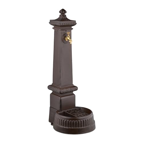 Relaxdays Standbrunnen antik, mit Wasserhahn & Becken, HxBxT: 100x44,5x38 cm, Wasserzapfsäule Garten, Terrasse, braun Relaxdays Standbrunnen antik, mit Wasserhahn & Becken, HxBxT: 100x44,5x38 cm, Wasserzapfsäule Garten, Terrasse, braun von Relaxdays