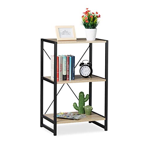 Relaxdays Standregal, Regal Industrial, niedriges Bücherregal mit 3 Fächern, HxBxT: 80 x 50 x 35 cm, PB/Metall, braun Relaxdays Standregal, Regal Industrial, niedriges Bücherregal mit 3 Fächern, HxBxT: 80 x 50 x 35 cm, PB/Metall, braun von Relaxdays