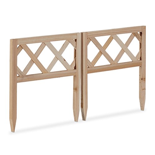 Relaxdays Steckzaun Holz 2er-Set, Gartendeko, niedrige Beeteinfassung & Zierzaun, Erdspieß, erweiterbar, 30x30cm, natur Relaxdays Steckzaun Holz 2er-Set, Gartendeko, niedrige Beeteinfassung & Zierzaun, Erdspieß, erweiterbar, 30x30cm, natur von Relaxdays