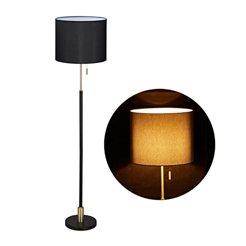 Relaxdays Stehlampe Wohnzimmer, E27, mit Kabel, Stofflampenschirm Ø40 cm, Vintage Stehleuchte 163 cm hoch, schwarz-gold Relaxdays Stehlampe Wohnzimmer, E27, mit Kabel, Stofflampenschirm Ø40 cm, Vintage Stehleuchte 163 cm hoch, schwarz-gold von Relaxdays