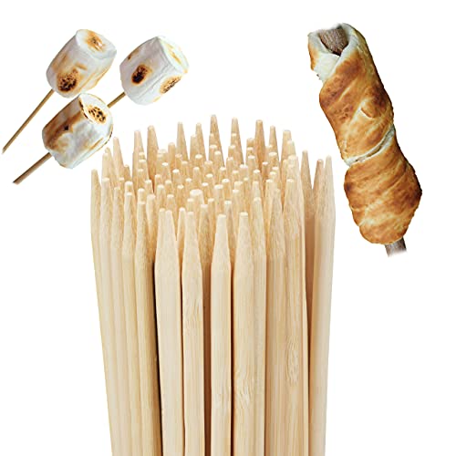 Relaxdays Stockbrot Spieße aus Bambus, 200er Set, 90 cm Lange Marshmallowspieße, Lagerfeuer, Grillspieße Ø 5 mm, Natur von Relaxdays