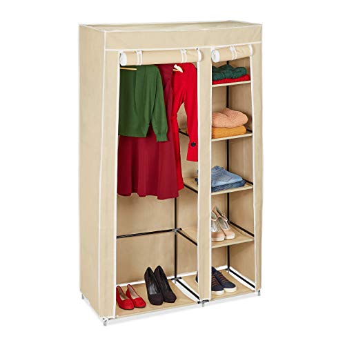 Relaxdays Stoffschrank, mit Kleiderstange & 5 Fächern, HBT: 174 x 107 x 42,5 cm, stabiler Faltschrank mit Bezug, beige Relaxdays Stoffschrank, mit Kleiderstange & 5 Fächern, HBT: 174 x 107 x 42,5 cm, stabiler Faltschrank mit Bezug, beige von Relaxdays