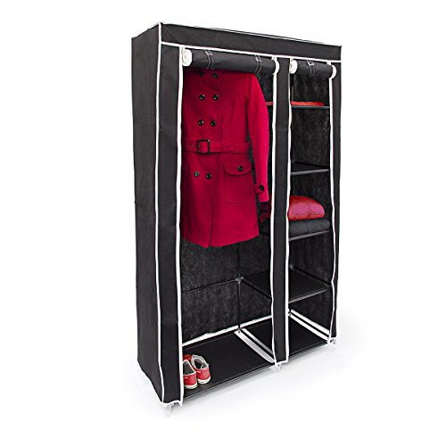 Relaxdays Stoffschrank, mit Kleiderstange & 5 Fächern, HBT: 174 x 107 x 42,5 cm, stabiler Faltschrank mit Bezug, schwarz Relaxdays Stoffschrank, mit Kleiderstange & 5 Fächern, HBT: 174 x 107 x 42,5 cm, stabiler Faltschrank mit Bezug, schwarz von Relaxdays