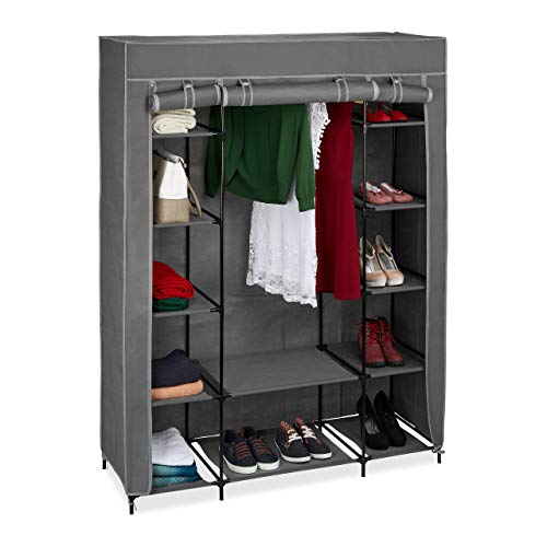 Relaxdays Stoffschrank mit Kleiderstange & 12 Ablagen, HBT: 175x135x45cm, Kleiderschrank mit Reißverschluss, anthrazit Relaxdays Stoffschrank mit Kleiderstange & 12 Ablagen, HBT: 175x135x45cm, Kleiderschrank mit Reißverschluss, anthrazit von Relaxdays