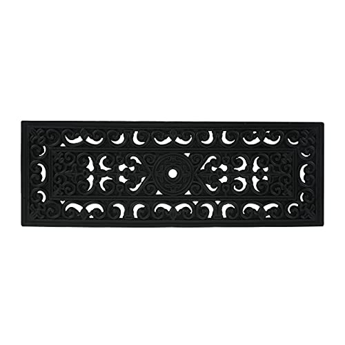 Relaxdays Stufenmatte Gummi, rechteckig, Treppenauflage innen & außen, 75 x 25 cm, Ornamente, Anti-Rutsch-Matte, schwarz von Relaxdays