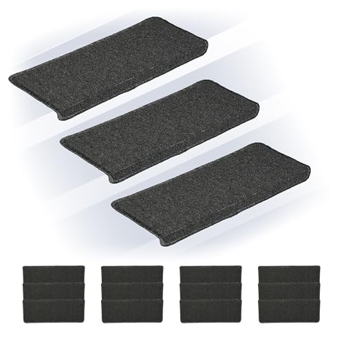 Relaxdays Stufenmatten 15er Set, rechteckige Treppenstufenmatten, 65 x 24 cm, Selbstklebende Treppenteppiche, dunkelgrau Relaxdays Stufenmatten 15er Set, rechteckige Treppenstufenmatten, 65 x 24 cm, Selbstklebende Treppenteppiche, dunkelgrau von Relaxdays