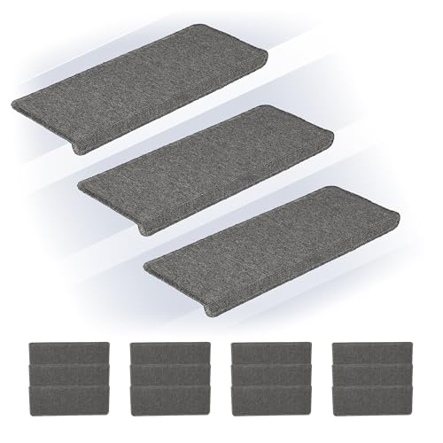 Relaxdays Stufenmatten 15er Set, rechteckige Treppenstufenmatten, BxT: 65x24 cm, Selbstklebende Treppenteppiche, grau Relaxdays Stufenmatten 15er Set, rechteckige Treppenstufenmatten, BxT: 65x24 cm, Selbstklebende Treppenteppiche, grau von Relaxdays