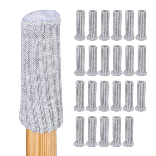 Relaxdays Stuhlbeinsocken 24er Set, Möbelsocken für Stuhl & Tisch, Bodenschutz, elastisch, runde Stuhlstrümpfe, grau von Relaxdays