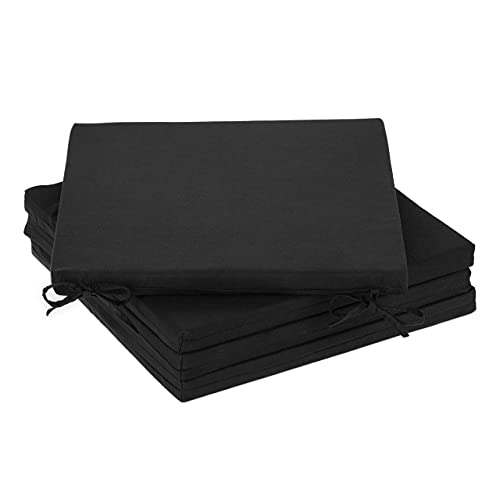 Relaxdays Stuhlkissen 4er Set, 39,5x39,5 cm, Sitzkissen mit Bändern, Indoor & Outdoor, Polyester, Stuhlpolster, schwarz, 4 Stück (1er Pack), 4 von Relaxdays