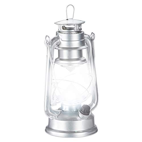 Relaxdays Sturmlaterne LED, Retro Sturmlampe als Fensterdeko oder elektrische Gartenlaterne, batteriebetrieben, Silber Relaxdays Sturmlaterne LED, Retro Sturmlampe als Fensterdeko oder elektrische Gartenlaterne, batteriebetrieben, Silber von Relaxdays
