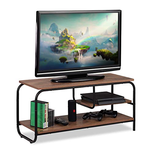 Relaxdays TV Board, Industrie Design, Receiverablage, Stauraum CDs & DVDs, Fernsehtisch HxBxT 43x90x35 cm, braun/schwarz, Spanplatte, 43 x 90 x 35 cm von Relaxdays