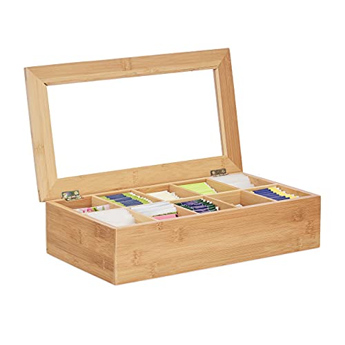 Relaxdays Teebox, Bambus, 10 Fächer, groß, stabil, vielseitig, funktional, nachhaltig, Aromaschutz, Sichtfenster, natur, 20 x 36,5 x 9 Relaxdays Teebox, Bambus, 10 Fächer, groß, stabil, vielseitig, funktional, nachhaltig, Aromaschutz, Sichtfenster, natur, 20 x 36,5 x 9 von Relaxdays