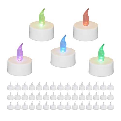 Relaxdays Teelichter mit Farbwechsel, 50er Set LED, elektrisch, flammenlose Kerzen, H x D: 4,5 x 3,5 cm, weiß von Relaxdays