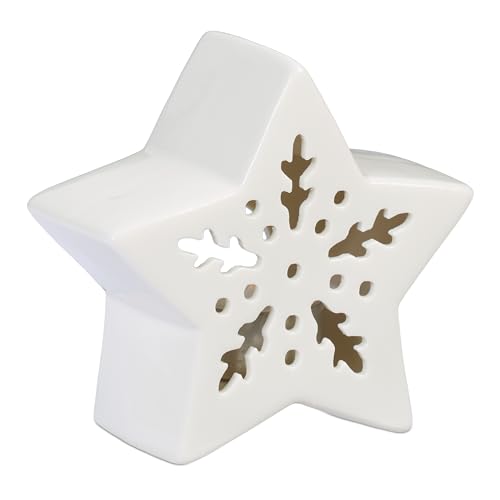 Relaxdays Teelichthalter Keramik, Porzellanstern für 1 Teelicht, H x B x T: 11 x 12 x 5,5 cm, Kerzenhalter Stern, weiß Relaxdays Teelichthalter Keramik, Porzellanstern für 1 Teelicht, H x B x T: 11 x 12 x 5,5 cm, Kerzenhalter Stern, weiß von Relaxdays