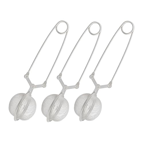 Relaxdays Teezange, 3er Set, Teesieb für losen Tee, Edelstahl, Kugelform, Tassen & Gläser, engmaschig, Ø 4 cm, silber 10027830 von Relaxdays