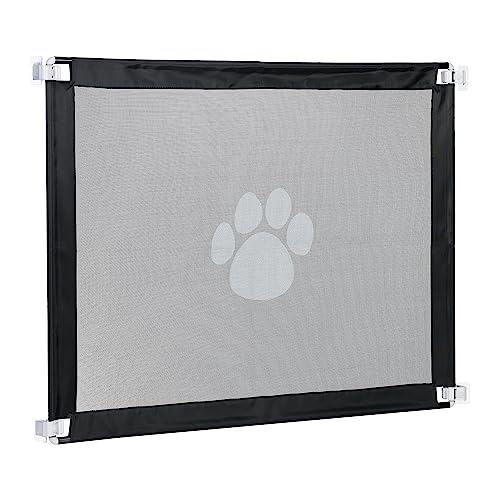 Relaxdays Tierschutzgitter, Tür & Treppe, HxB 80x99 cm, Hunde Türgitter, Kunststoff & Nylon, Kleben oder Bohren, schwarz von Relaxdays