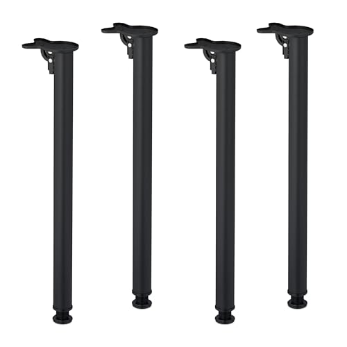 Relaxdays Tischbeine, 4er Set, HxD: 71 x 5 cm, klappbar, Tischfüße für Esstisch, Schreibtisch, Eisen, Klappfüße, schwarz Relaxdays Tischbeine, 4er Set, HxD: 71 x 5 cm, klappbar, Tischfüße für Esstisch, Schreibtisch, Eisen, Klappfüße, schwarz von Relaxdays
