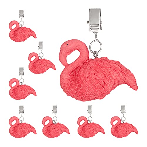 Relaxdays Tischdeckenbeschwerer Flamingo, 8er Set, Polyresin, Tischtuchbeschwerer draußen & drinnen, Tischgewichte, pink von Relaxdays