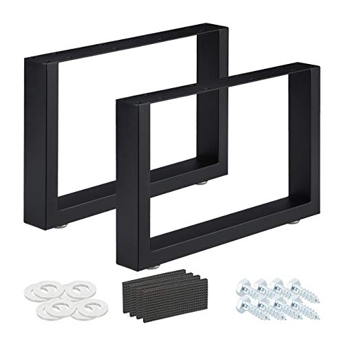 Relaxdays Tischkufen 2er Set, BxH: 64x40 cm, Metall Tischbeine Schreibtisch, Esstisch, Couchtisch, Industrial, schwarz, 64 x 40 cm von Relaxdays