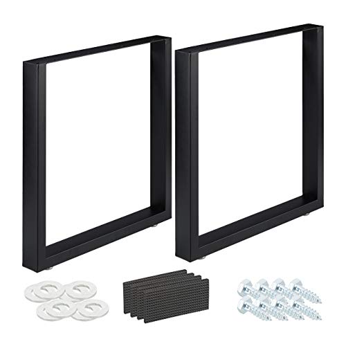 Relaxdays Tischkufen 2er Set, BxH: 70x72 cm, Metall Tischbeine Schreibtisch, Esstisch, Couchtisch, Industrial, schwarz von Relaxdays