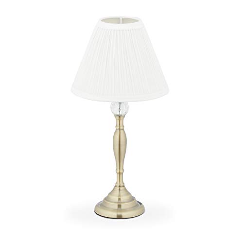 Relaxdays Tischlampe, mit Kristall, Stoffschirm, E14-Fassung, Wohnzimmer, Nachttisch, HxD: 42x21 cm, verschiedene Farben von Relaxdays