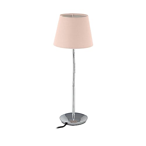 Relaxdays Tischlampe flexibel, mit Stoffschirm, verchromter Fuß, E14 Fassung, Nachttischlampe, HxD: 47 x 17 cm, rosa von Relaxdays