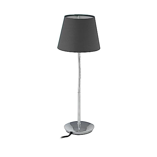 Relaxdays Tischlampe flexibel, mit Stoffschirm, verchromter Fuß, E14 Fassung, Nachttischlampe, HxD: 47 x 17 cm, grau von Relaxdays