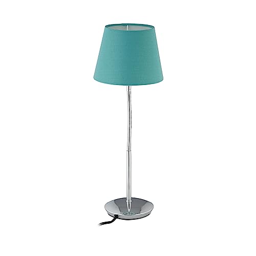 Relaxdays Tischlampe flexibel, mit Stoffschirm, verchromter Fuß, E14 Fassung, Nachttischlampe, HxD: 47 x 17 cm, türkis von Relaxdays