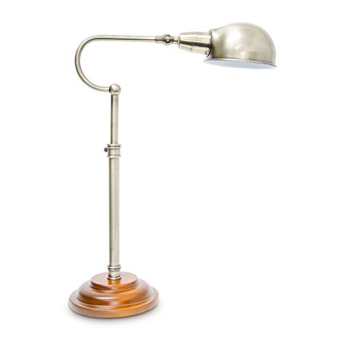 Relaxdays Tischlampe mit Messing Optik Massivholz Höhen verstellbar 10018501 von Relaxdays