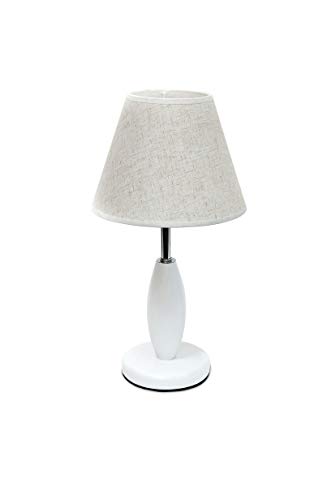 Relaxdays Tischlampe mit elegantem Lampenschirm in Leinenoptik, weiß 10018920 von Relaxdays