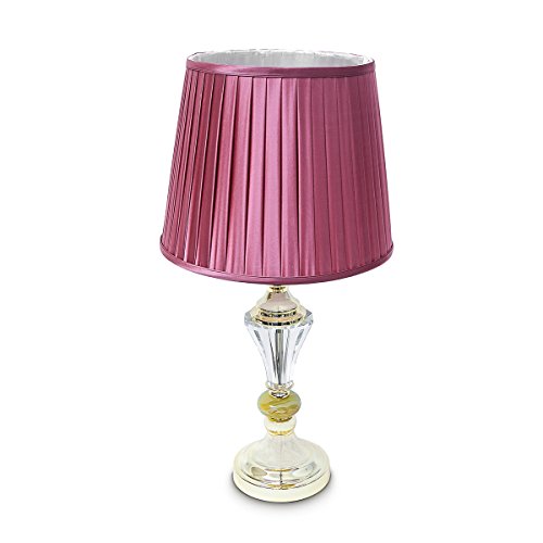 Relaxdays Tischlampe rosa Satin Lampenschirm Glasstein 10018988 von Relaxdays