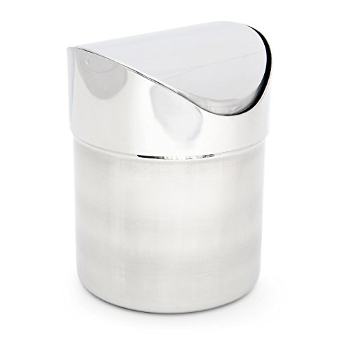 Relaxdays Tischmülleimer Edelstahl mit Schwingdeckel HxD 15,5 x 12 cm Tischabfallbehälter aus glänzendem Metall für kleine Abfälle 1,2 L Mini Mülleimer als kleiner Abfalleimer für Frühstück, silber von Relaxdays