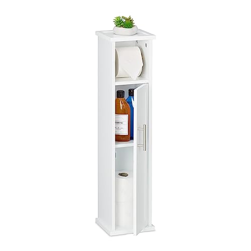 Relaxdays Toilettenpapierhalter stehend, 2 Fächer, Badezimmeregal, HBT: 77x18,5x17,5 cm, WC Papier Schrank, weiß/Silber, MDF, 77 x 18,5 x 17,5 cm Relaxdays Toilettenpapierhalter stehend, 2 Fächer, Badezimmeregal, HBT: 77x18,5x17,5 cm, WC Papier Schrank, weiß/Silber, MDF, 77 x 18,5 x 17,5 cm von Relaxdays