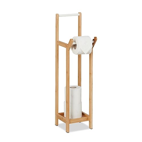 Relaxdays Toilettenpapierhalter stehend, Bambus, ohne Bohren, Ersatzrollenhalter Toilettenpapier, 72x17,5x24 cm, Natur von Relaxdays