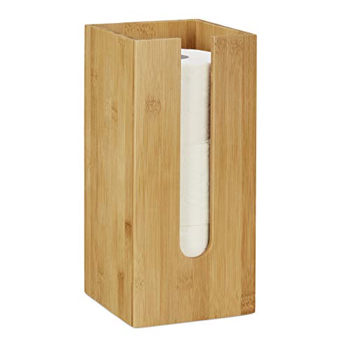 Relaxdays Toilettenpapierhalter stehend, für 3 Rollen, Toilettenpapier Aufbewahrung, Bambus, HBT 33 x 15 x 15 cm, natur von Relaxdays