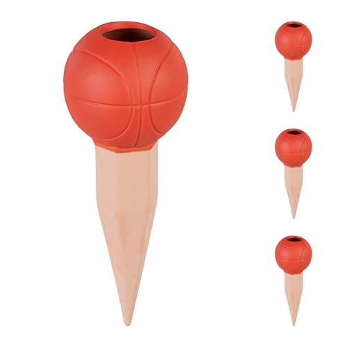 Relaxdays Tonkegel Basketball, 4er Set, Bewässerungskugeln, für 1,5L PET-Flaschen, Gießhilfe, Keramik, orange/terrakotta von Relaxdays