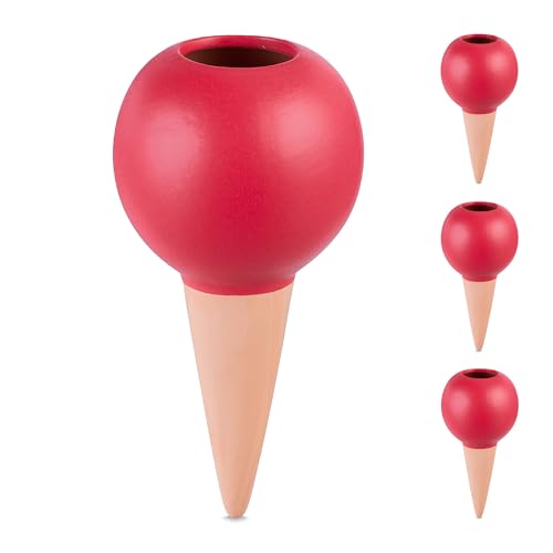 Relaxdays Tonkegel Bewässerung, 4er Set, für 1,5L Flaschen, Gießhilfe für Zimmerpflanzen, Kugel-Design, terrakotta/rot Relaxdays Tonkegel Bewässerung, 4er Set, für 1,5L Flaschen, Gießhilfe für Zimmerpflanzen, Kugel-Design, terrakotta/rot von Relaxdays