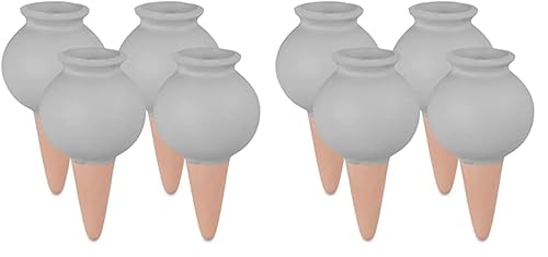 Relaxdays Tonkegel Bewässerung, 4er Set, je 100 ml Volumen, Gießkugel für Zimmerpflanzen & Balkonkästen, grau/terrakotta (Packung mit 2) von Relaxdays