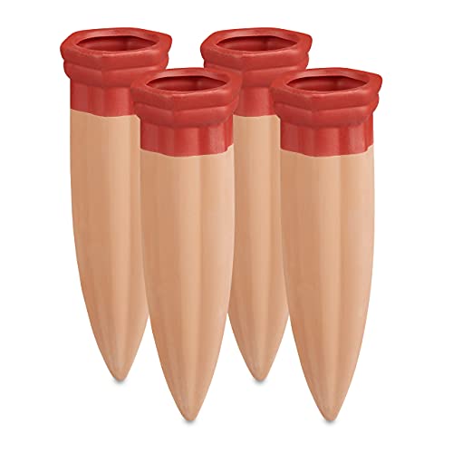 Relaxdays Tonspitzen Bewässerung, 4er Set, Keramik, Gießhilfe für 1,5l Flaschen, Tonkegel Balkon, Garten, terracotta/rot von Relaxdays