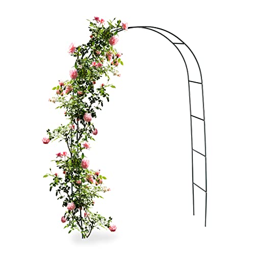 Relaxdays Torbogen Rankhilfe für Kletterpflanzen und Rosen 240 cm, Rosenbogen aus Metall witterungsbeständig, grün, 240 x 140 x 38 cm von Relaxdays