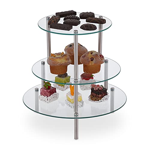Relaxdays Tortenständer, stapelbar, 3 Größen, für kleine Kuchen, Desserts & Cupcakes, runde Kuchenständer, transparent von Relaxdays