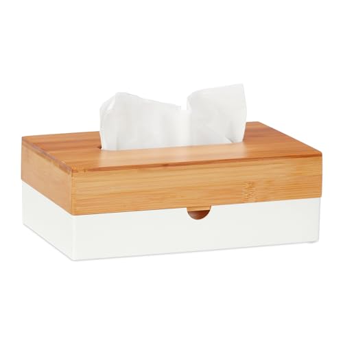 Relaxdays Tücherbox, Kunststoff & Bambus, Kosmetiktücher Box, eckige Tuchbox, H x B x T: 8,5 x 23,5 x 15 cm, weiß/Natur Relaxdays Tücherbox, Kunststoff & Bambus, Kosmetiktücher Box, eckige Tuchbox, H x B x T: 8,5 x 23,5 x 15 cm, weiß/Natur von Relaxdays