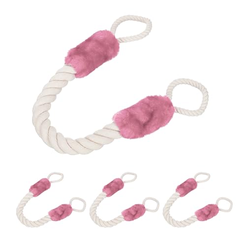 Relaxdays Türkordel 2er Set, Türstopper Klinke, 60 cm lang, Klemmschutz für Kinder & Tiere, Tür Seil maritim, Creme/rosa von Relaxdays