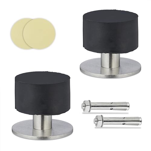 Relaxdays Türstopper, 2er Set, selbstklebend o. zum Schrauben, Edelstahl & Gummi, Boden-& Wandpuffer, schwarz/Silber Relaxdays Türstopper, 2er Set, selbstklebend o. zum Schrauben, Edelstahl & Gummi, Boden-& Wandpuffer, schwarz/Silber von Relaxdays