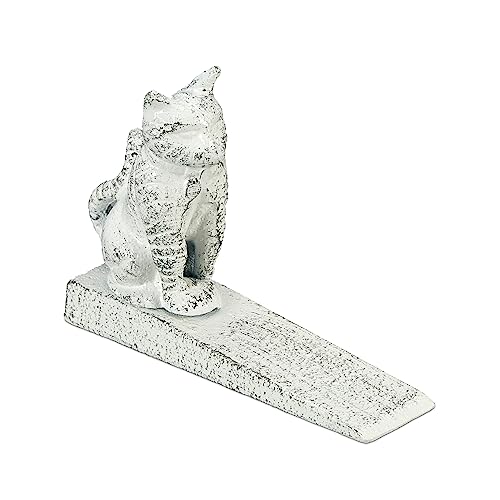 Relaxdays Türstopper, Katze, Gusseisen, Türpuffer für Boden, innen & außen, H x B x T: 11 x 15 x 4 cm, Türkeil, weiß von Relaxdays