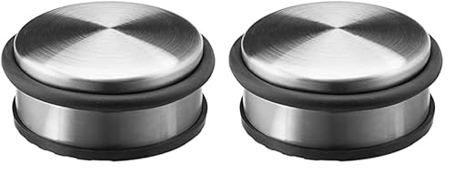 Relaxdays Türstopper Edelstahl Boden, Türfeststeller mit Gummiring, Türpuffer Gummi, HxBxT: 4,5 x 10 x 10 cm, silber (Packung mit 2) von Relaxdays