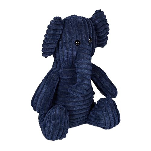 Relaxdays Türstopper Elefant, Stoff mit Sandfüllung, Türpuffer Boden, Deko Türsack Kinder, HxBxT: 27 x 19 x 21 cm, blau von Relaxdays